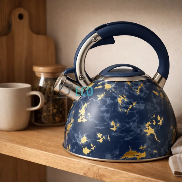 Чайник зі свистком 3 л Edenberg з нержавіючої сталі сині ... Чайник зі свистком 3 л Edenberg з нержавіючої сталі сині ...