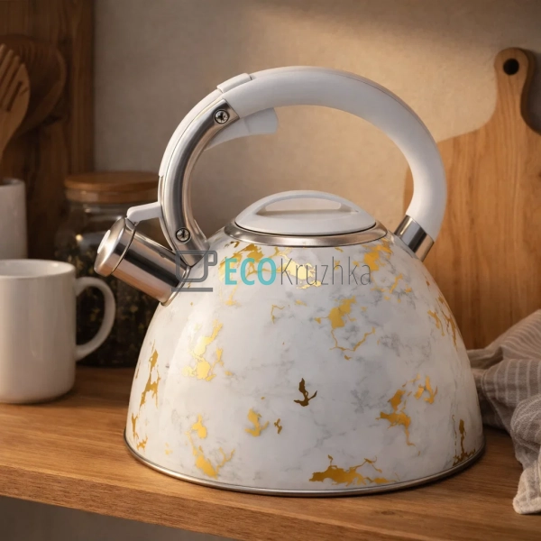 Чайник зі свистком 3 л Edenberg з нержавіючої сталі сіри ... Чайник зі свистком 3 л Edenberg з нержавіючої сталі сіри ...
