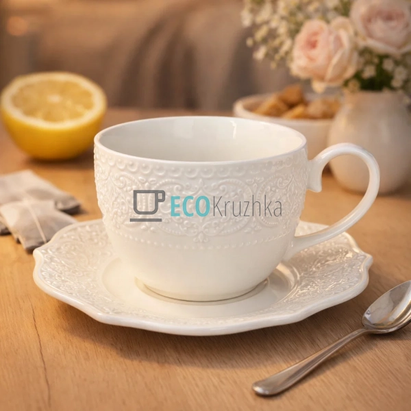 Порцелянова чашка з блюдцем Dentelle Blanche 260 мл (988 ...