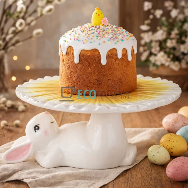 Підставка для паски та торта ‘Кролик з квіткою’ жовта 26 ...