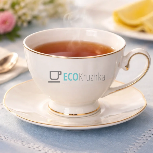 Чайний набір порцеляновий Silk White 6 чашок 200 мл і 6  ...