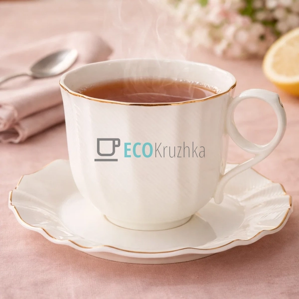 Чайний набір порцеляновий White Orchid 6 чашок 250 мл і  ...