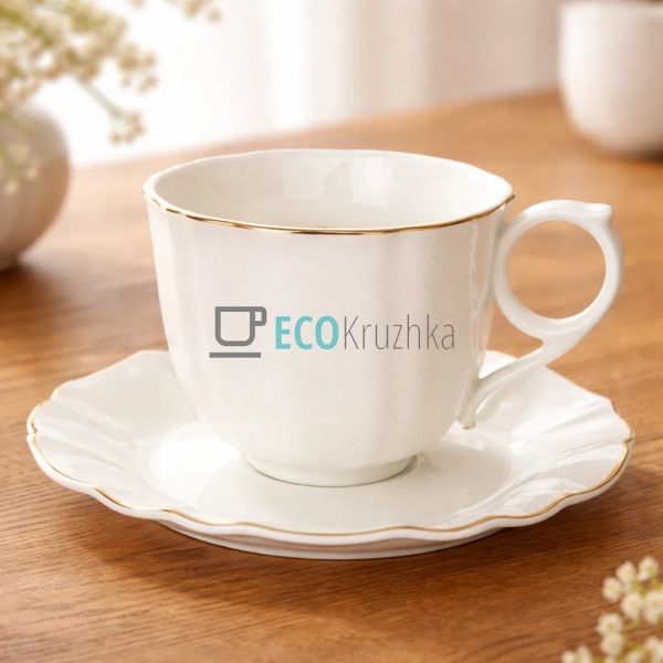 Чайний набір порцеляновий White Orchid 6 чашок 250 мл і  ...