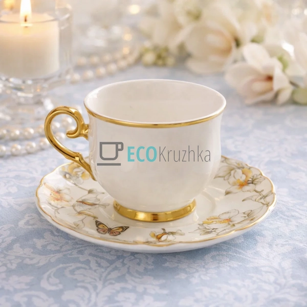 Чайний набір Cream Magnolia 6 чашок 200 мл і 6 блюдець ( ...