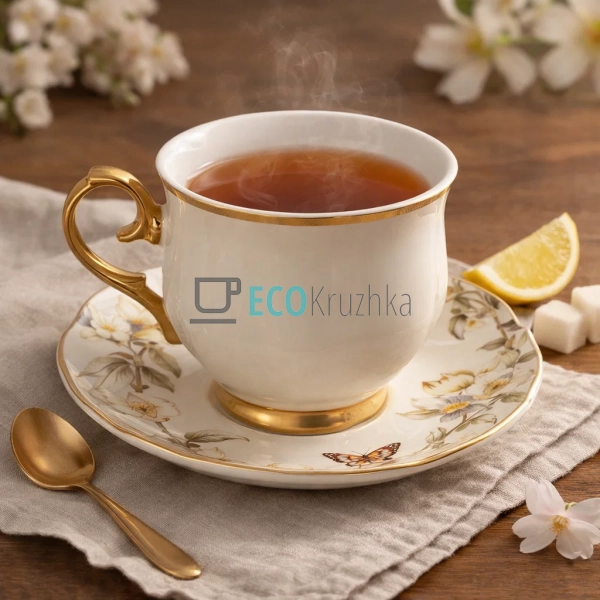 Чайний набір Cream Magnolia 6 чашок 200 мл і 6 блюдець ( ...