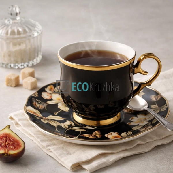 Чайний набір Black Magnolia 6 чашок 200 мл і 6 блюдець ( ...