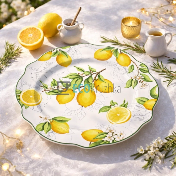 Порцелянова обідня тарілка Сицилійський лимон 27.5 см (K ...