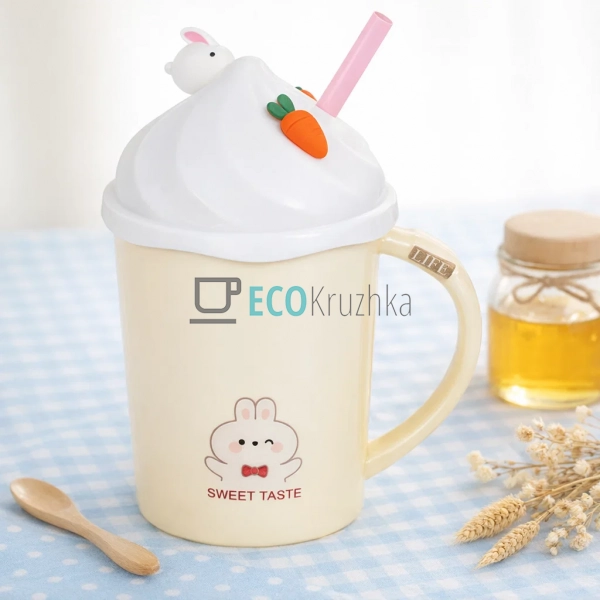 Чашка порцелянова Sweet Taste 400 мл бежева (927-227-1) Чашка порцелянова Sweet Taste 400 мл бежева (927-227-1)