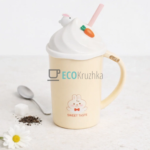 Чашка порцелянова Sweet Taste 400 мл бежева (927-227-1) Чашка порцелянова Sweet Taste 400 мл бежева (927-227-1)