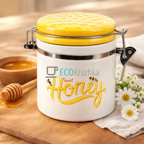 Керамічна банка для меду Honey з кришкою 480 мл (DM794-H ...