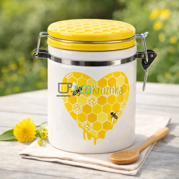 Керамічна банка Honey з кришкою та кліпсою 650 мл (DM792 ...