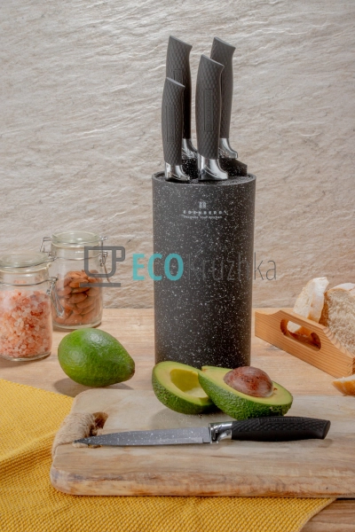 Набір ножів із підставкою 7 предметів Edenberg Чорний EB ...