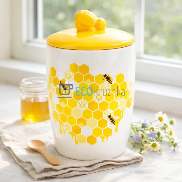 Керамічна банка Honey з кришкою 550 мл (DM790-HN)