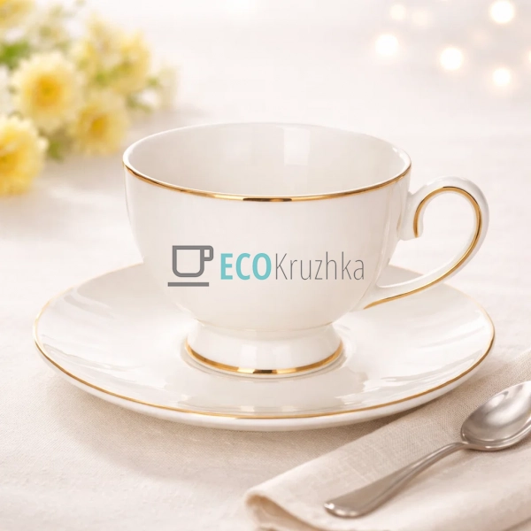 Кавовий набір порцеляновий Silk White 6 чашок 100 мл і 6 ... Кавовий набір порцеляновий Silk White 6 чашок 100 мл і 6 ...