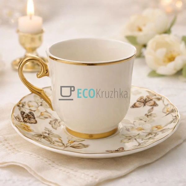 Кавовий набір порцеляновий Cream Magnolia 6 чашок 90 мл ... Кавовий набір порцеляновий Cream Magnolia 6 чашок 90 мл ...