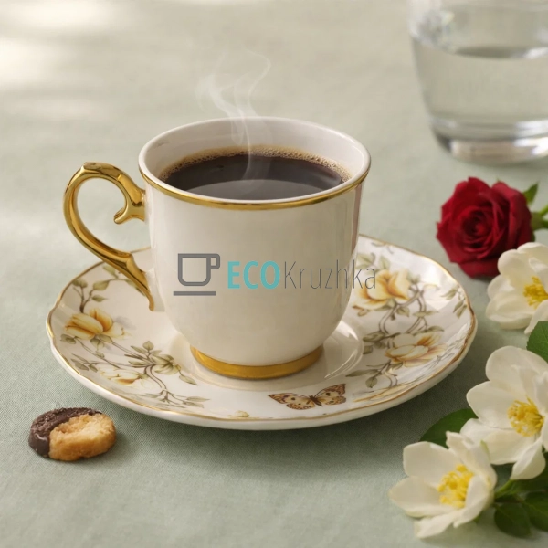 Кавовий набір порцеляновий Cream Magnolia 6 чашок 90 мл ... Кавовий набір порцеляновий Cream Magnolia 6 чашок 90 мл ...