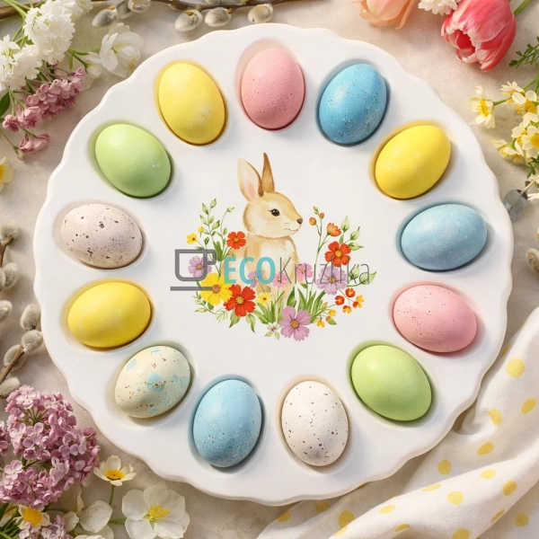 Керамічне блюдо для 12 яєць Зайчик у квітах 31 см (733-7 ... Керамічне блюдо для 12 яєць Зайчик у квітах 31 см (733-7 ...