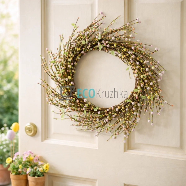 Великодній декоративний вінок на двері 51 см (H39-427) Великодній декоративний вінок на двері 51 см (H39-427)