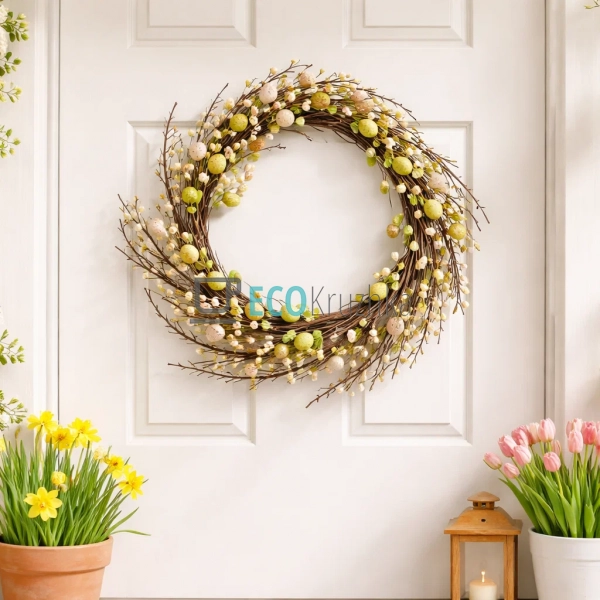 Великодній декоративний вінок на двері 50 см (H39-422) Великодній декоративний вінок на двері 50 см (H39-422)