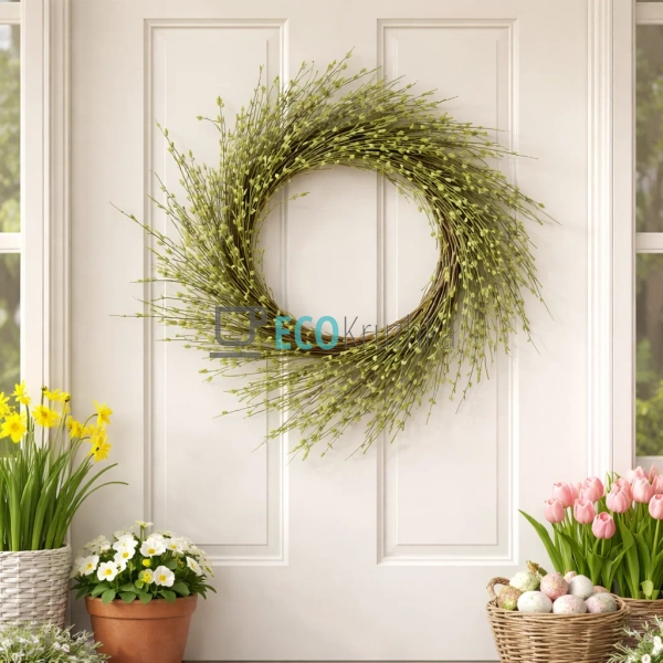 Великодній декоративний вінок на двері 53 см зелений (H3 ... Великодній декоративний вінок на двері 53 см зелений (H3 ...