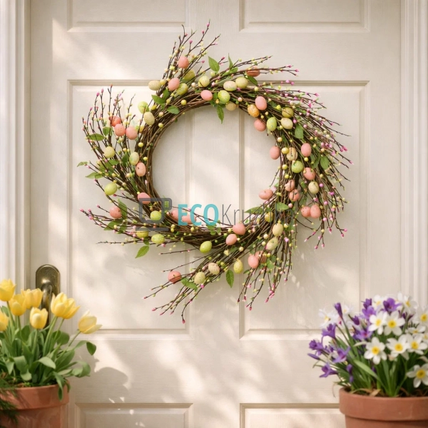 Великодній декоративний вінок на двері 50 см (H39-428) Великодній декоративний вінок на двері 50 см (H39-428)