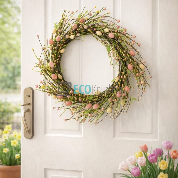 Великодній декоративний вінок на двері 50 см (H39-424) Великодній декоративний вінок на двері 50 см (H39-424)