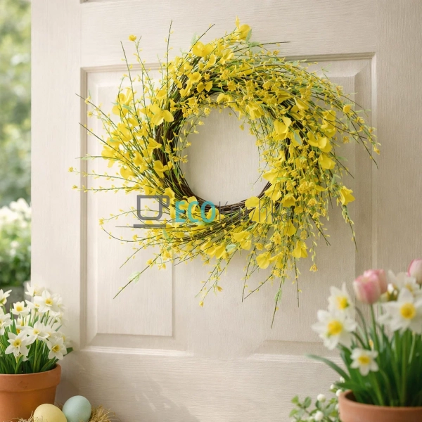 Великодній декоративний вінок на двері 40 см Мімоза (H39 ... Великодній декоративний вінок на двері 40 см Мімоза (H39 ...