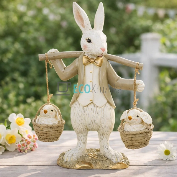 Декоративна статуетка Заєць з курчатами в кошиках 17 см ... Декоративна статуетка Заєць з курчатами в кошиках 17 см ...