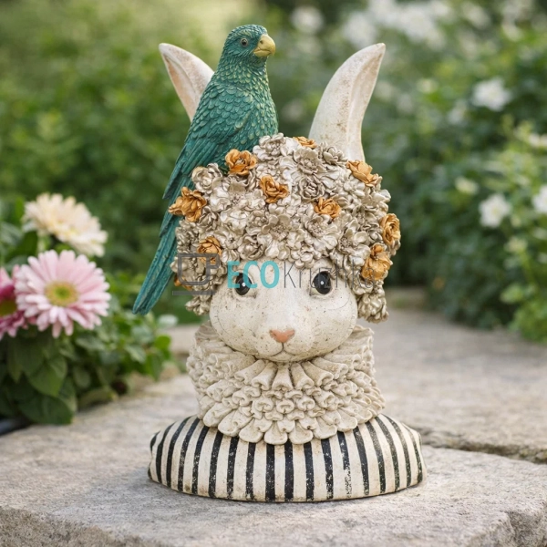 Декоративна статуетка Кролик з папугою 35 см (419-313) Декоративна статуетка Кролик з папугою 35 см (419-313)