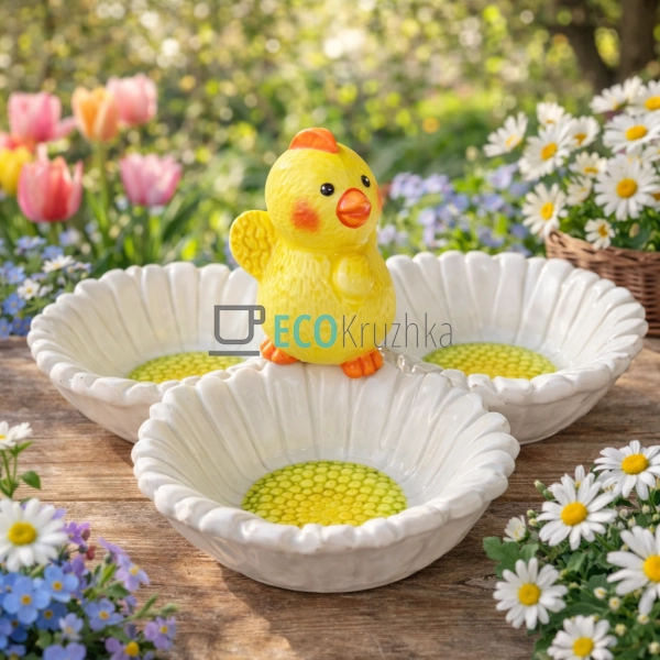 Керамічна менажниця ‘Курча в ромашках’ 20×18×10 см, крак ... Керамічна менажниця ‘Курча в ромашках’ 20×18×10 см, крак ...