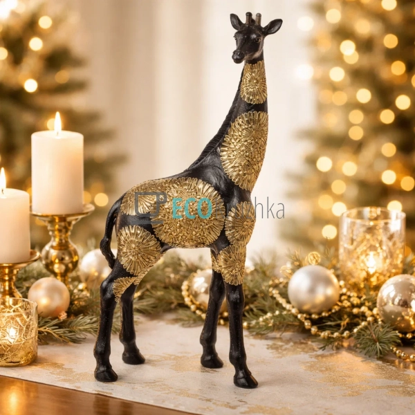 Декоративна фігура Жираф 41 см Чорний із золотом (450-900)