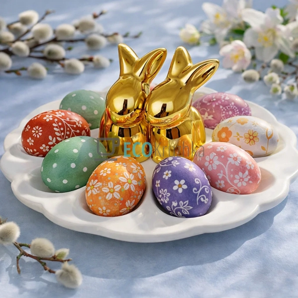 Блюдо для яєць керамічне з золотим кроликом 20.2×8.5 см  ...