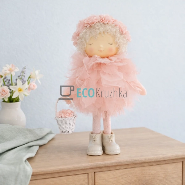 Декоративна лялька 24х17х35.5см Персиково-рожева (831-85 ...