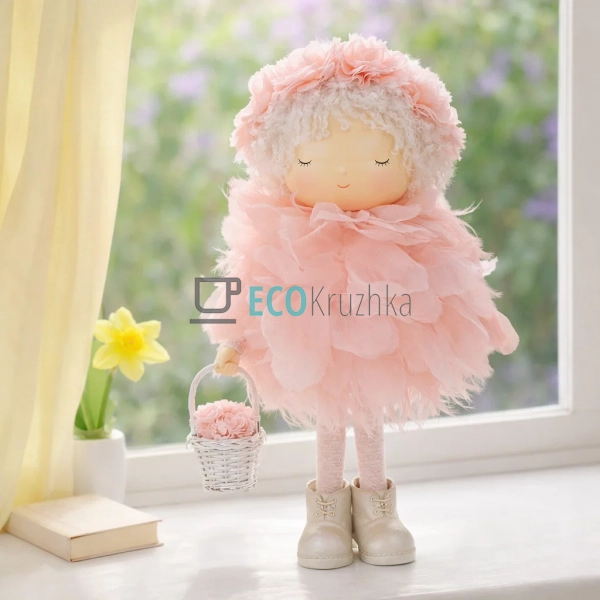 Декоративна лялька 24х17х35.5см Персиково-рожева (831-85 ...