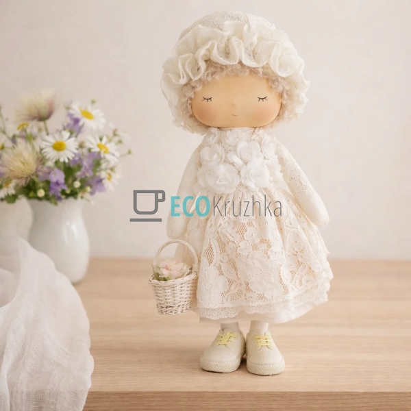 Декоративна лялька 18х15.5х37 см, крем бежева (831-858)