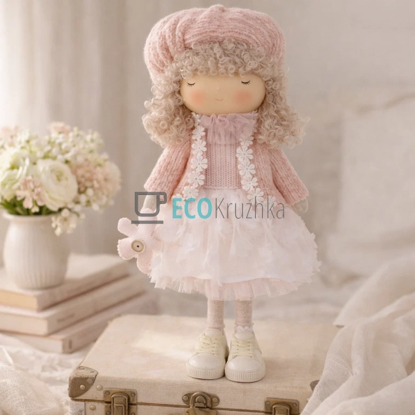Декоративна лялька 18х15х37см рожева (831-854)