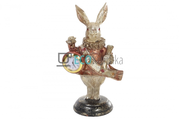 Декоративна фігура з годинником Білий Кролик 21см Рожеве ...