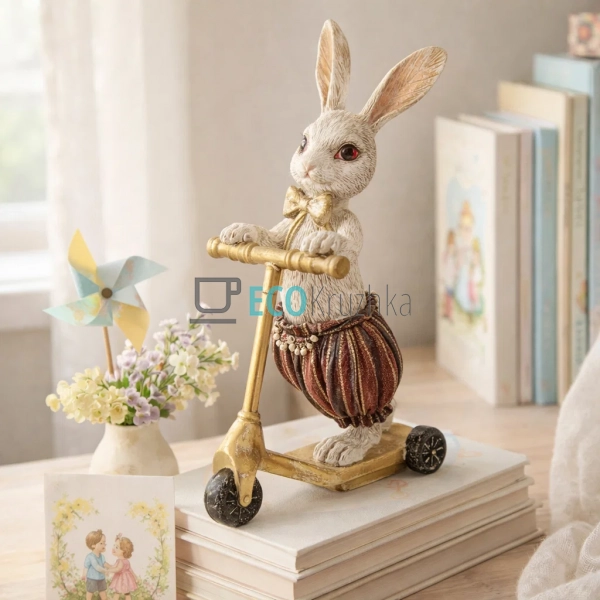 Декоративна статуетка Кролик-хлопчик на самокаті 25 см ( ...