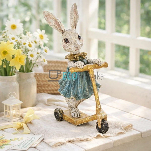 Декоративна статуетка Кролик-дівчинка на самокаті 25см ( ...