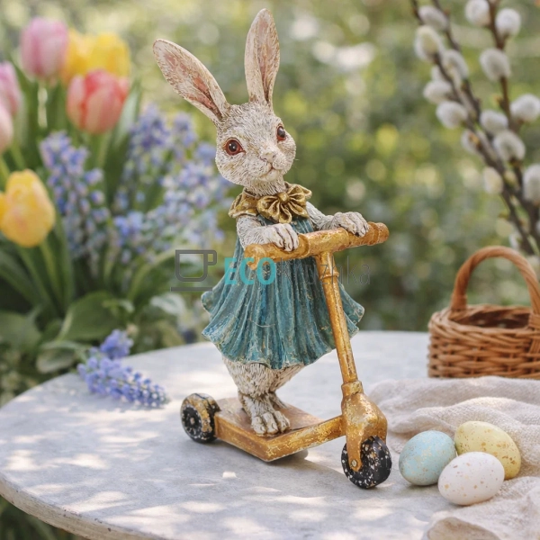 Декоративна статуетка Кролик-дівчинка на самокаті 25см ( ...
