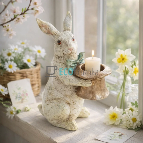 Декоративна фігура-свічник Білий Кролик 19.5 см (419-134 ... Декоративна фігура-свічник Білий Кролик 19.5 см (419-134 ...