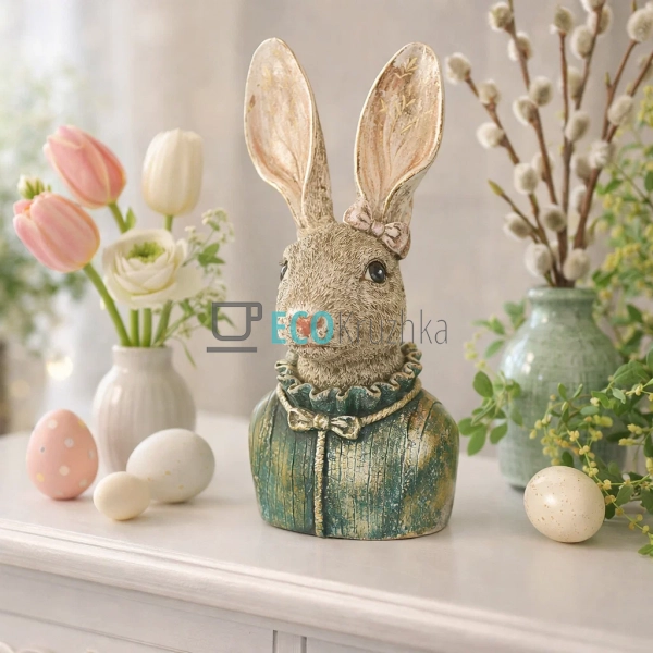 Декоративна статуетка Кролиця бюст 22.5 см із золотою по ... Декоративна статуетка Кролиця бюст 22.5 см із золотою по ...