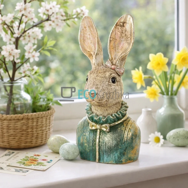 Декоративна статуетка Кролиця бюст 22.5 см із золотою по ... Декоративна статуетка Кролиця бюст 22.5 см із золотою по ...