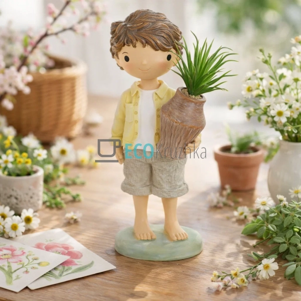 Декоративна статуетка Хлопчик з квіткою 20 см (831-913) Декоративна статуетка Хлопчик з квіткою 20 см (831-913)