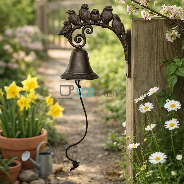 Дзвіночок чавунний з пташками 19х10х23 см (992-784)