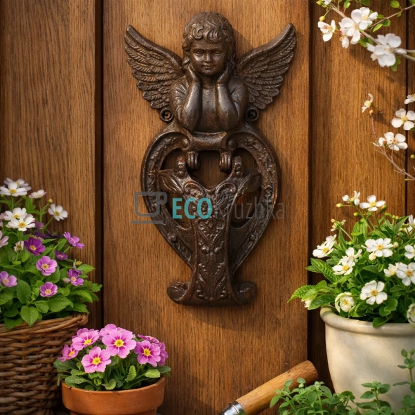 Дверний молоток чавунний Ангел 13.5×3.5×23 см (992-751)