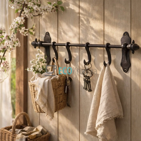 Тримач з гачками чавунний 49х13х9.5 см (992-594) Тримач з гачками чавунний 49х13х9.5 см (992-594)