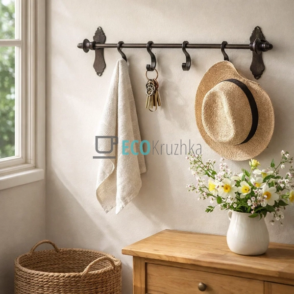 Тримач з гачками чавунний 49х13х9.5 см (992-594) Тримач з гачками чавунний 49х13х9.5 см (992-594)