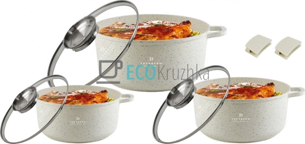 Набір каструль Edenberg з литого алюмінію 6 предметів з  ...