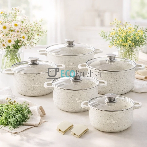 Набір каструль Edenberg з литого алюмінію 10 предметів з ...